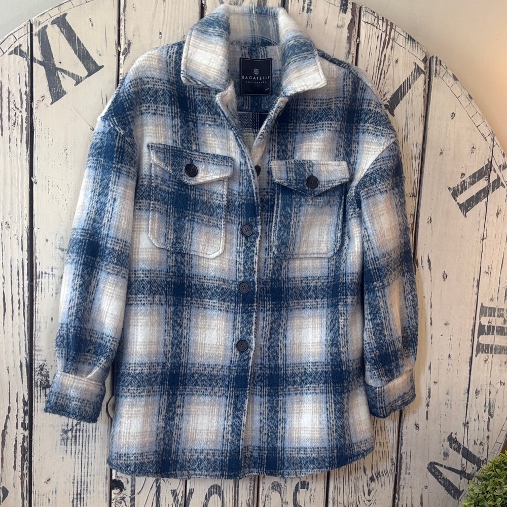 Bagatelle Blue and White Checkered Jacket
